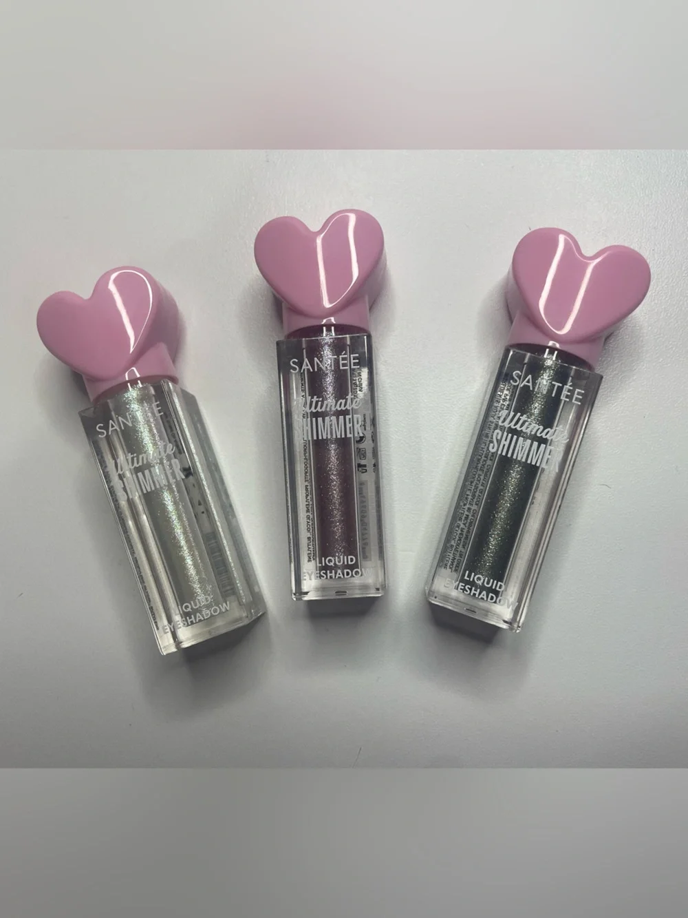Shimmery Liquid Eyeshadow Trio — Pink Heart Caps, Pink